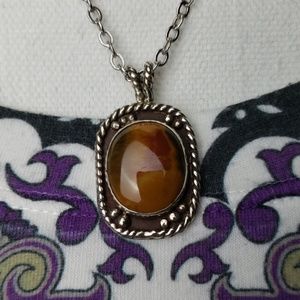 Carnelian Sterling Silver 22" Necklace Vintage